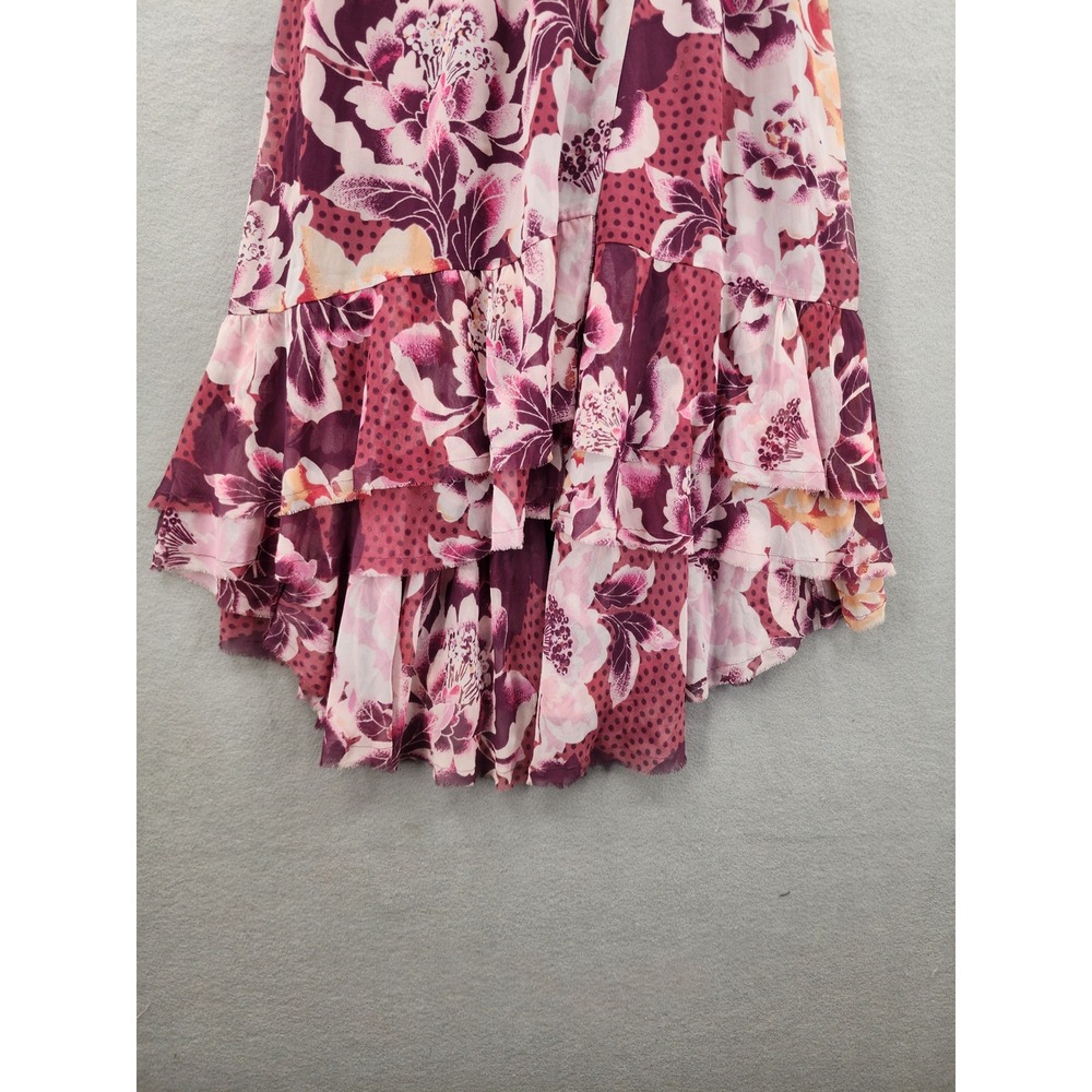 Free People Maroon Ros Floral Lace High Low Midi Dress NWT Boho Cottagecore Sz 2 - Picture 6 of 13